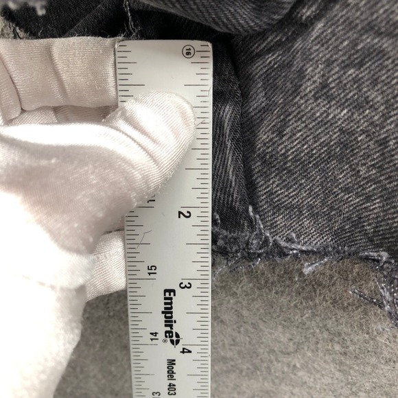 Zara High Rise Denim Jean Shorts Womens 4 Black Cutoff Frayed Cotton Charcoal - Picture 7 of 11